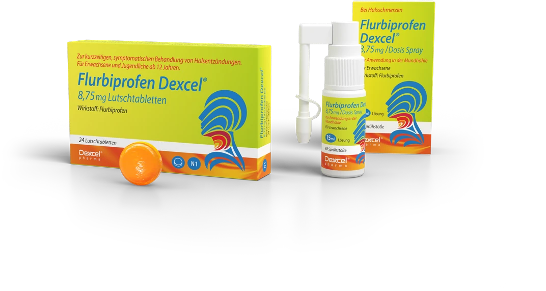 Flurbiprofen Dexcel® Spray und Tabletten